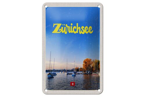 Blechschild Reise 12x18cm Zürich See Natur Boote Bootstrip Schild
