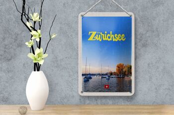 Panneau de voyage en étain, 12x18cm, lac de Zurich, Nature, bateaux, panneau de voyage en bateau 4