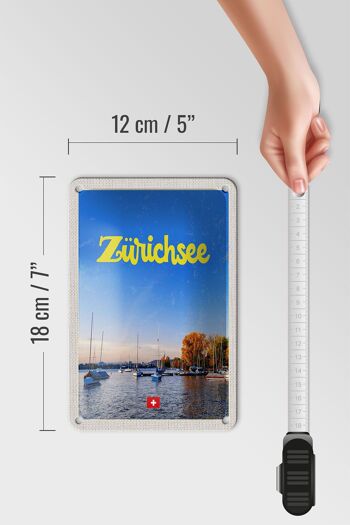 Panneau de voyage en étain, 12x18cm, lac de Zurich, Nature, bateaux, panneau de voyage en bateau 5
