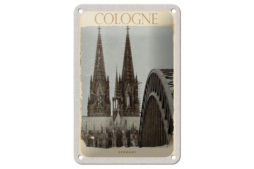 Blechschild Reise 12x18cm Kölner Dom Mittelalter schwarz weiß Schild