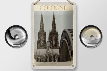 Panneau de voyage en étain, 12x18cm, cathédrale de Cologne, panneau médiéval noir et blanc 2