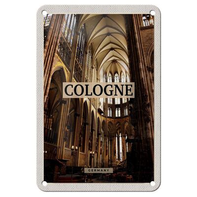 Blechschild Reise 12x18cm Köln Deutschland Kirche Dom von Innen Schild