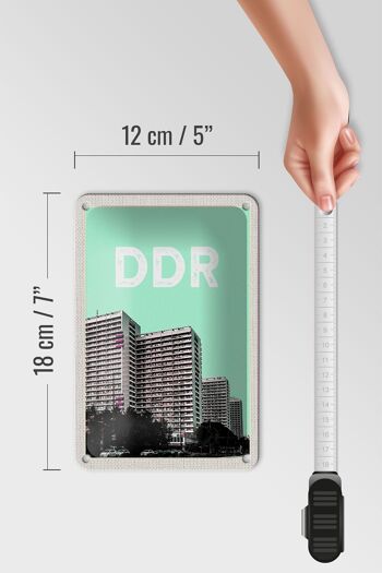 Signe de voyage en étain 12x18cm, allemagne, RDA, temps, bâtiments de grande hauteur, signe de guerre 5
