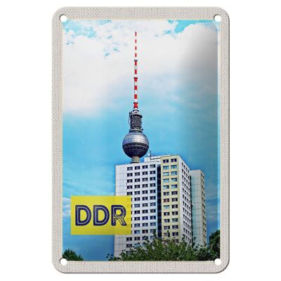 Targa in metallo da viaggio 12x18 cm Berlino Trip Torre TV Decorazione DDR