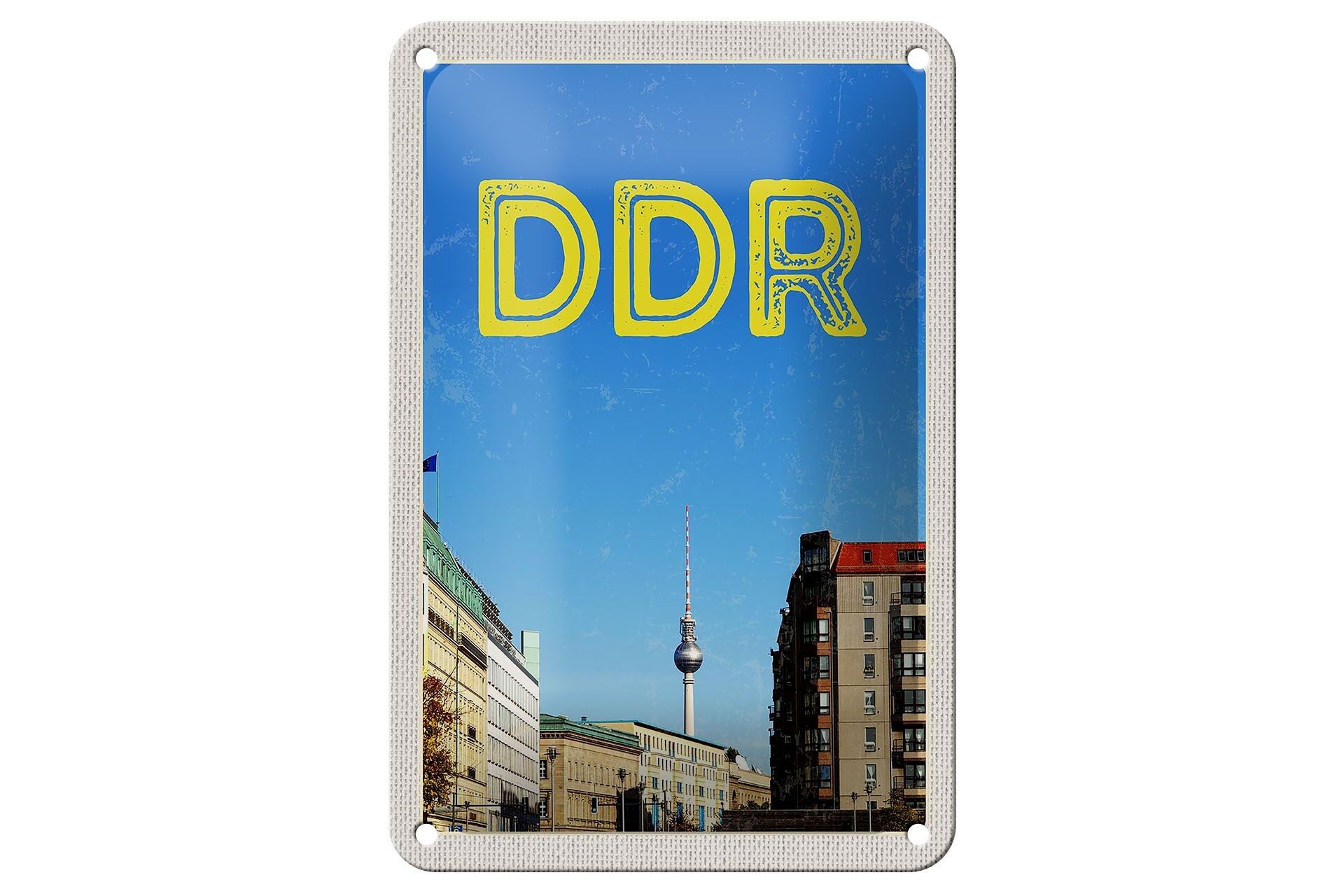 Blechschild Reise 12x18cm Berlin Deutschland Fernsehturm DDR Schild