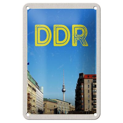 Targa in metallo da viaggio 12x18 cm Berlino Germania Torre televisiva DDR