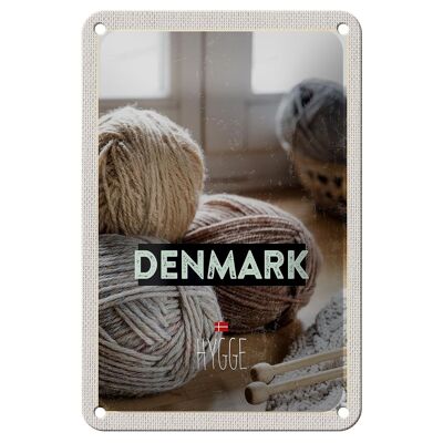 Tin sign travel 12x18cm Denmark wool white grey crochet soft sign