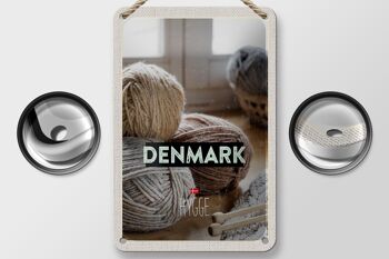 Signe en étain voyage 12x18cm Danemark laine blanc gris crochet signe doux 2