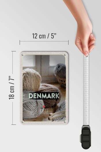Signe en étain voyage 12x18cm Danemark laine blanc gris crochet signe doux 5