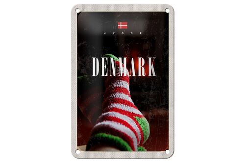 Blechschild Reise 12x18cm Dänemark Socken gemütlich Winterzeit Schild