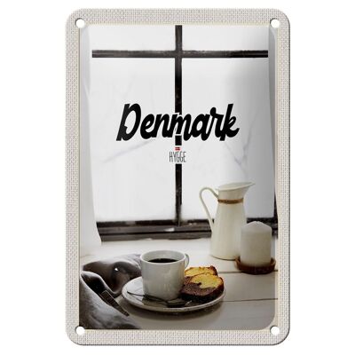 Blechschild Reise 12x18cm Dänemark Kaffee und Kuchen Fenster Schild