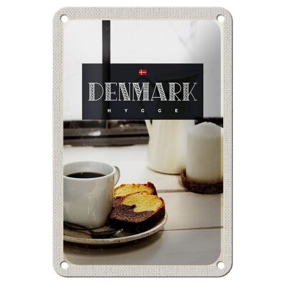 Blechschild Reise 12x18cm Dänemark Kaffee Marmorkuchen Wohnung Schild