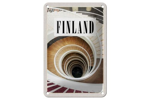 Blechschild Reise 12x18cm Finnland Treppen Gebäude Stufen Gang Schild