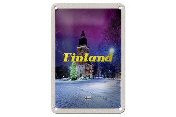 Panneau de voyage en étain 12x18cm, panneau d'arbre de noël, neige, hiver, finlande 1