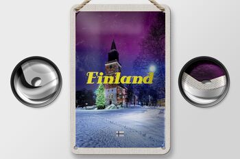 Panneau de voyage en étain 12x18cm, panneau d'arbre de noël, neige, hiver, finlande 2