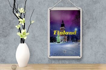 Panneau de voyage en étain 12x18cm, panneau d'arbre de noël, neige, hiver, finlande 4