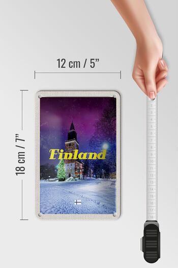 Panneau de voyage en étain 12x18cm, panneau d'arbre de noël, neige, hiver, finlande 5