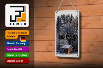 Panneau de voyage en étain 12x18cm, maison finlandaise, forêt de neige, signe de l'heure d'hiver 3