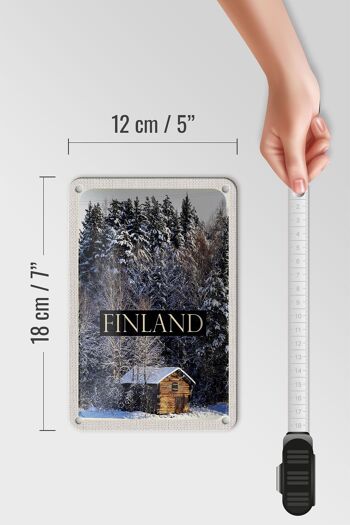 Panneau de voyage en étain 12x18cm, maison finlandaise, forêt de neige, signe de l'heure d'hiver 5