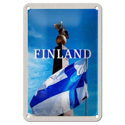 Cartel de chapa de viaje, 12x18cm, Finlandia, Helsinki, águila dorada, cartel de piedra