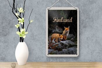 Signe de voyage en étain, 12x18cm, renards de finlande, animaux de la forêt, signe naturel 4