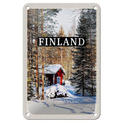 Targa in metallo da viaggio 12x18 cm Finlandia inverno neve foresta decorazione