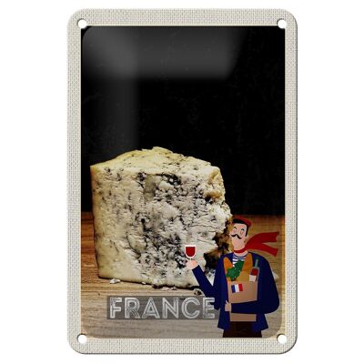 Cartel de chapa de viaje 12x18cm Francia molde queso tradición decoración