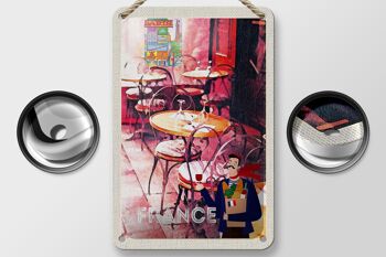 Panneau de voyage en étain 12x18cm, panneau de peinture de chaises de Restaurant français 2