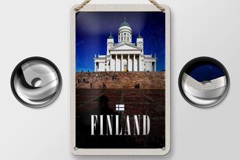 Panneau de voyage en étain 12x18cm, panneau d'architecture d'église et d'escalier de finlande 2