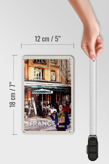 Panneau de voyage en étain 12x18cm, panneau de vin de Restaurant du centre-ville de France 5