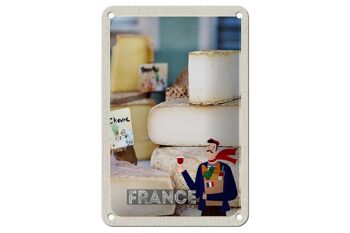 Plaque en tôle voyage 12x18cm France différents types de fromages 1