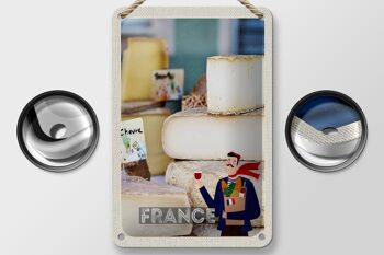 Plaque en tôle voyage 12x18cm France différents types de fromages 2