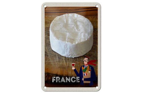 Blechschild Reise 12x18cm Frankreich Camembert Käse Baguette Schild