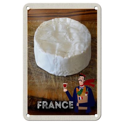 Cartel de chapa de viaje, 12x18cm, Francia, Camembert, queso, Baguette