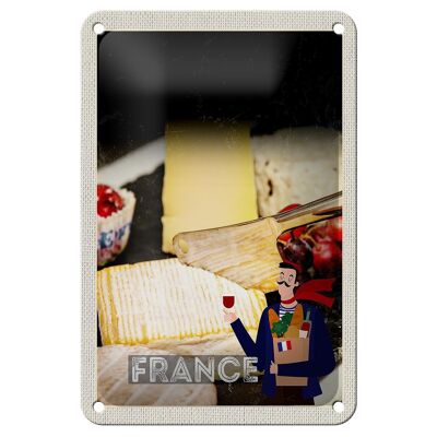 Targa in metallo da viaggio 12x18 cm Francia Formaggio Camembert Stampo Formaggio