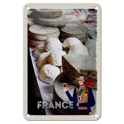 Tin sign travel 12x18cm France cheese wine food sign