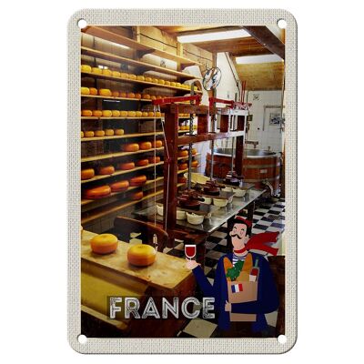 Blechschild Reise 12x18cm Frankreich Käsemaschine Produktion Schild