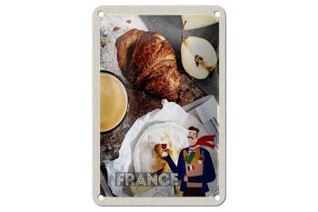 Signe de voyage en étain, 12x18cm, France, café, Croissant, poire 1