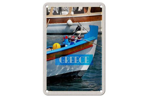 Blechschild Reise 12x18cm Greece Griechenland Sommer Boot Meer Schild