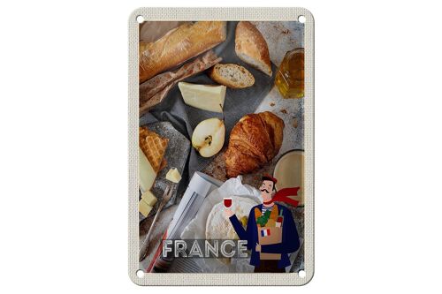 Blechschild Reise 12x18cm Frankreich Camembert Croissant Birne Schild