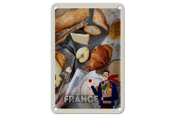 Panneau de voyage en étain, 12x18cm, France, camembert, Croissant, poire 1