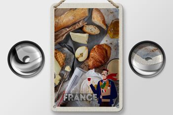 Panneau de voyage en étain, 12x18cm, France, camembert, Croissant, poire 2