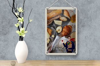 Panneau de voyage en étain, 12x18cm, France, camembert, Croissant, poire 4