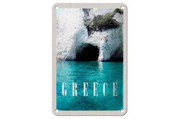 Panneau de voyage en étain, 12x18cm, grèce, mer, plage, grotte en pierre, signe de vacances 1