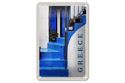 Blechschild Reise 12x18cm Greece Griechenland blaue Treppen Schild