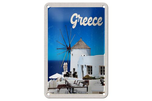 Blechschild Reise 12x18cm Greece Griechenland weiße Häuser Schild