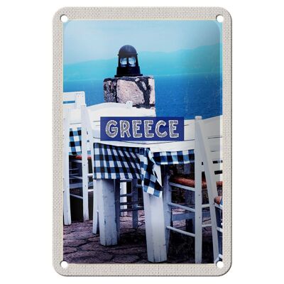 Targa in metallo da viaggio 12x18 cm Grecia Grecia Ristorante Targa sul mare