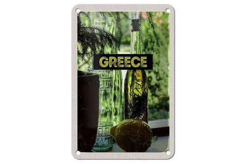 Blechschild Reise 12x18cm Greece Griechenland Flaschen Dekoration