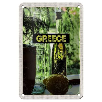 Tin sign travel 12x18cm Greece bottle decoration