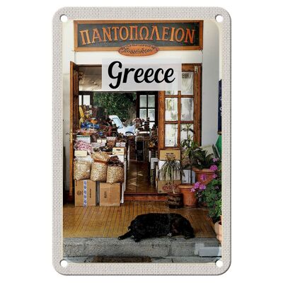 Blechschild Reise 12x18cm Greece Griechenland Hund Lebensmittel Schild
